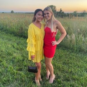 ANTHROPOLOGIE “FARM” YELLOW RUFFLE DRESS